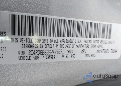 2016 Dodge Grand Caravan American Value Pkg z USA, uszkodzony, nr VIN 2C4RDGBG9GR400671